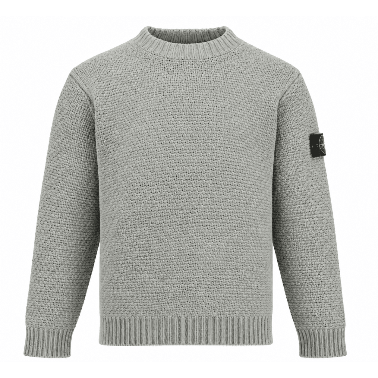 STONE ISLAND - Loose Fit Rundhalspullover grau meliert (43385) STONE ISLAND - Loose Fit Rundhalspullover grau meliert (43385)