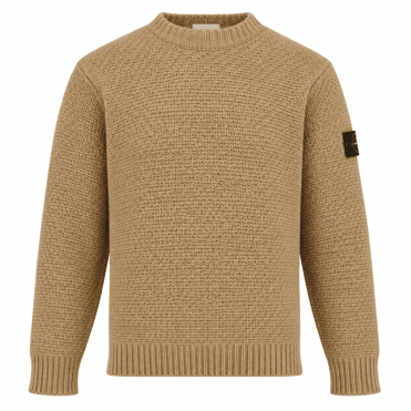 STONE ISLAND - Pull ras du cou Loose Fit beige chiné (43386)