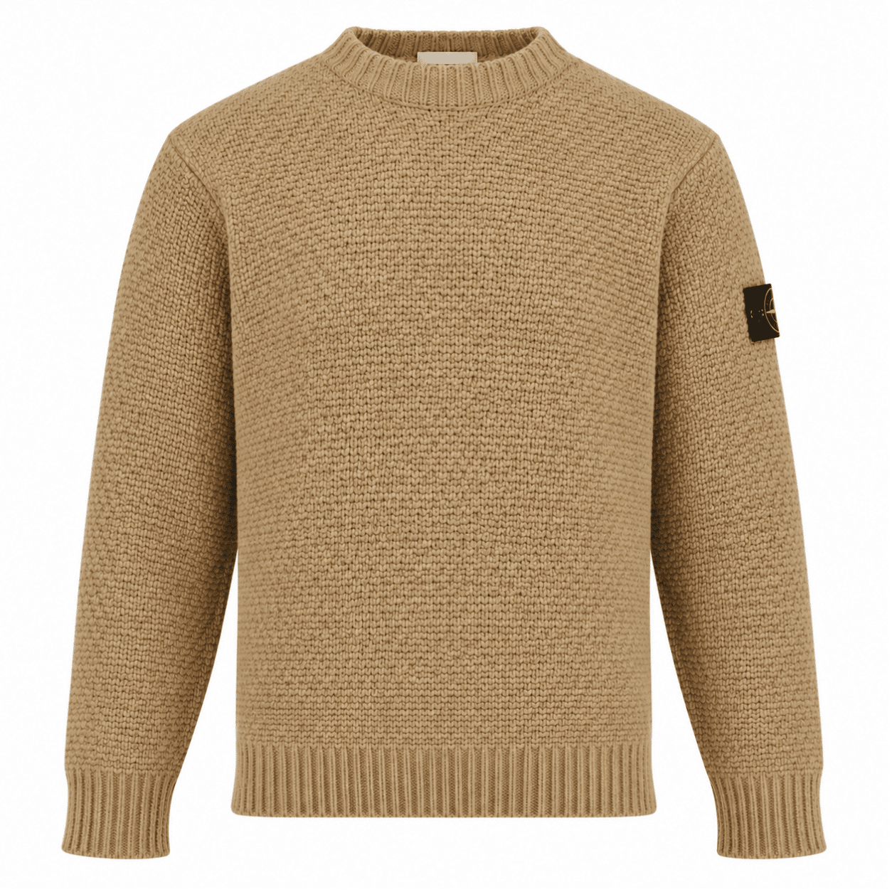 STONE ISLAND - Loose Fit Rundhalspullover beige meliert (43386) STONE ISLAND - Loose Fit Rundhalspullover beige meliert (43386)