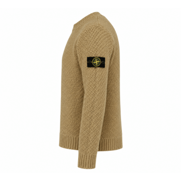 STONE ISLAND - Loose Fit Rundhalspullover beige meliert (43386) STONE ISLAND - Loose Fit Rundhalspullover beige meliert (43386)
