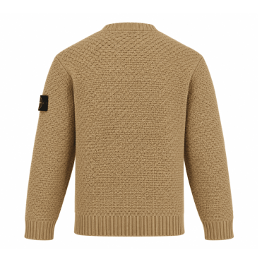 STONE ISLAND - Loose Fit Rundhalspullover beige meliert (43386) STONE ISLAND - Loose Fit Rundhalspullover beige meliert (43386)