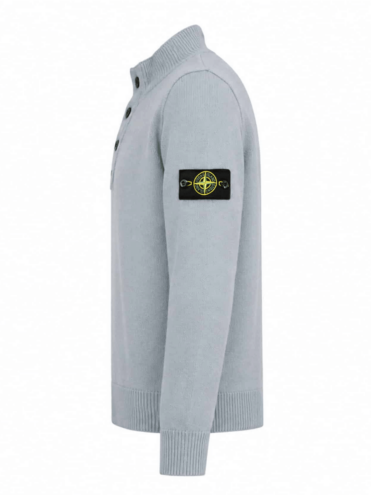 STONE ISLAND - HALF ZIP KNIT SWEATER LIGHT BLUE (43392)