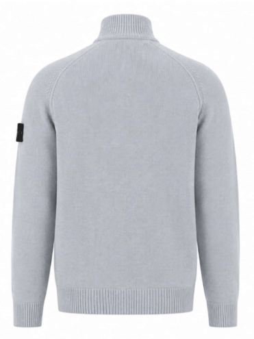 STONE ISLAND - HALF ZIP KNIT SWEATER LIGHT BLUE (43392)