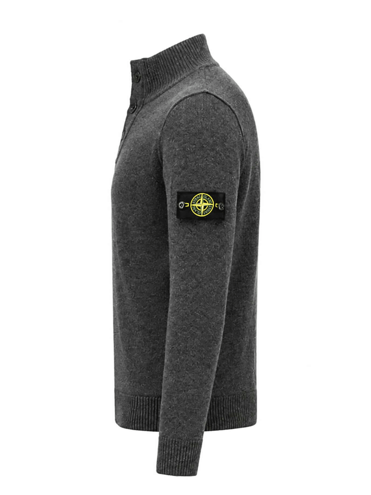 STONE ISLAND - STRICKPULLOVER MIT HALB-REISSVERSCHLUSS DUNKELGRAU (43394) STONE ISLAND - STRICKPULLOVER MIT HALB-REISSVERSCHLUSS DUNKELGRAU (43394)