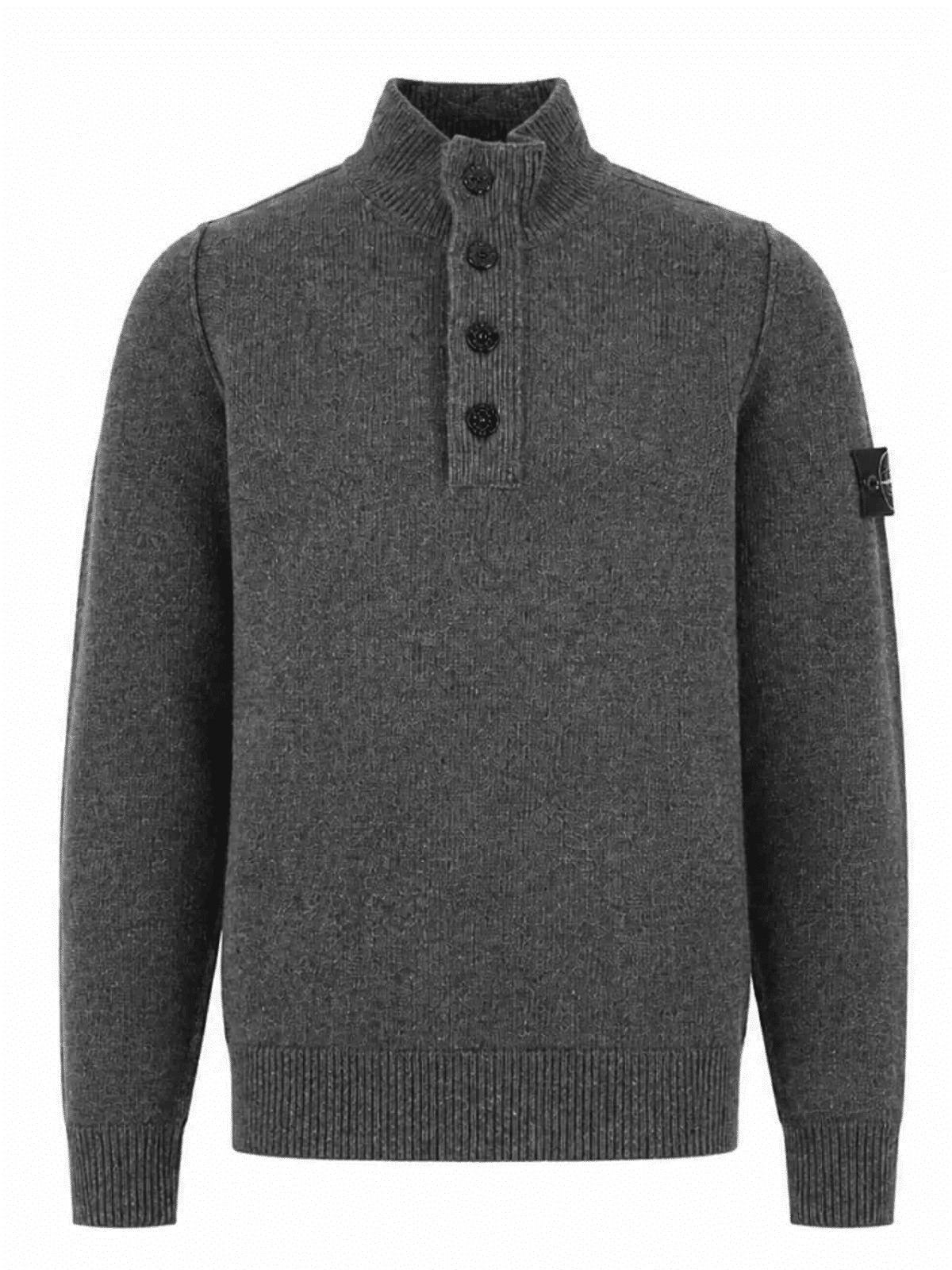 STONE ISLAND - STRICKPULLOVER MIT HALB-REISSVERSCHLUSS DUNKELGRAU (43394) STONE ISLAND - STRICKPULLOVER MIT HALB-REISSVERSCHLUSS DUNKELGRAU (43394)