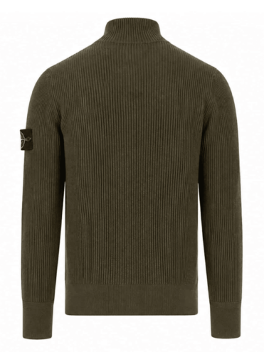 STONE ISLAND - RIBBED ZIP-UP DARK GREEN / BROWN (43398) STONE ISLAND - RIBBED ZIP-UP DARK GREEN / BROWN (43398)