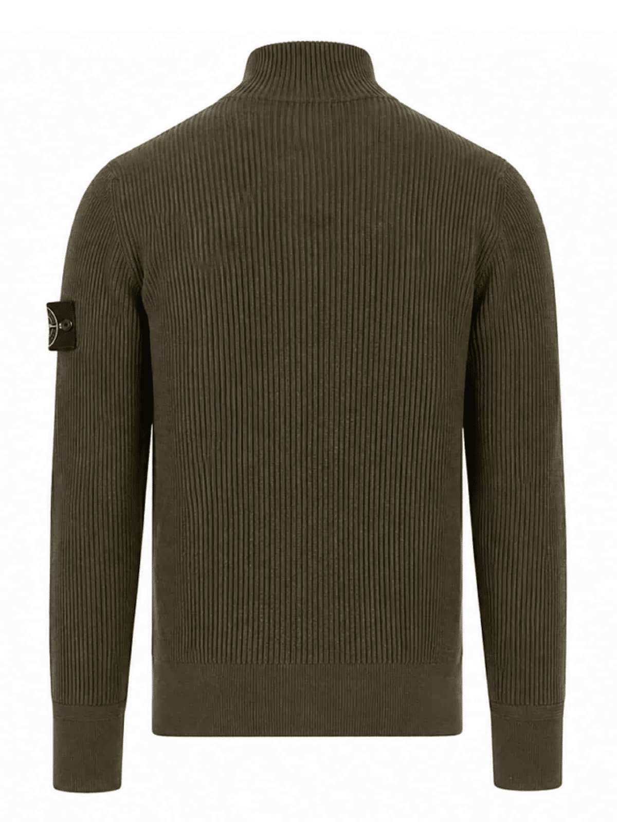 STONE ISLAND - RIBBED ZIP-UP DARK GREEN / BROWN (43398) STONE ISLAND - RIBBED ZIP-UP DARK GREEN / BROWN (43398)