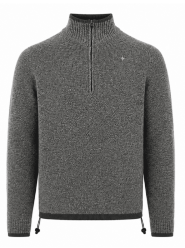 STONE ISLAND - STELLINA WOOL HALF ZIP SWEATER GRAY (43403)