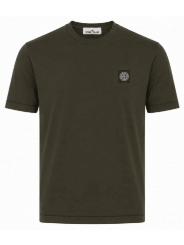 STONE ISLAND - COTTON JERSEY DARK GREEN / BROWN (43421)