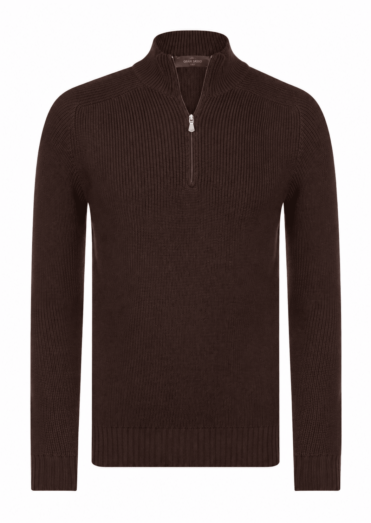 Gran Sasso - Rain Wool Mock Zip dark brown (43465)
