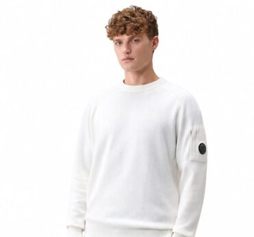 C.P. COMPANY - Lambswool Lens Crewneck Sweater white (43687)