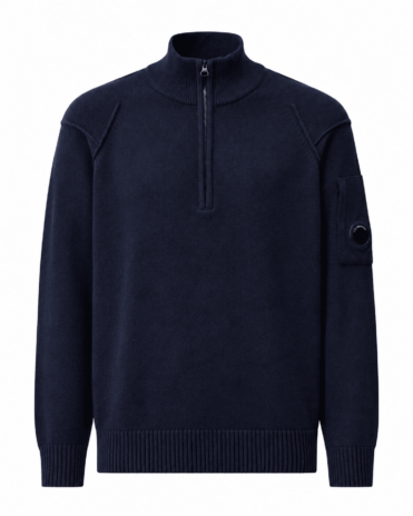 C.P. COMPANY - Lambswool Lens Half-zip sweater blauw (43684) C.P. COMPANY - Lambswool Lens Half-zip sweater blauw (43684)