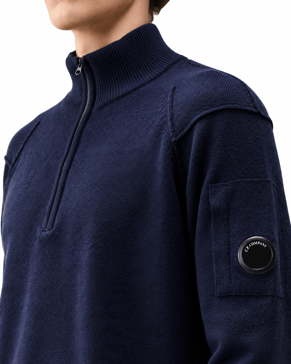 C.P. COMPANY - Lambswool Lens Half-zip sweater blauw (43684) C.P. COMPANY - Lambswool Lens Half-zip sweater blauw (43684)