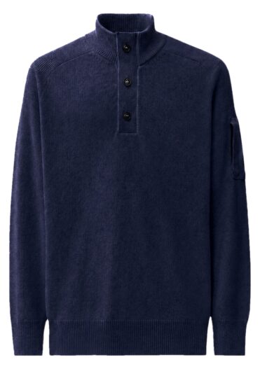 C.P. COMPANY - Lambswool Half-Button Sweater Blue (43688)