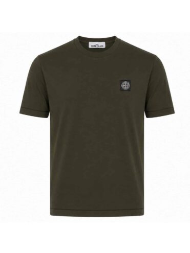 STONE ISLAND - COTTON JERSEY DARK GREEN / BROWN (43421)