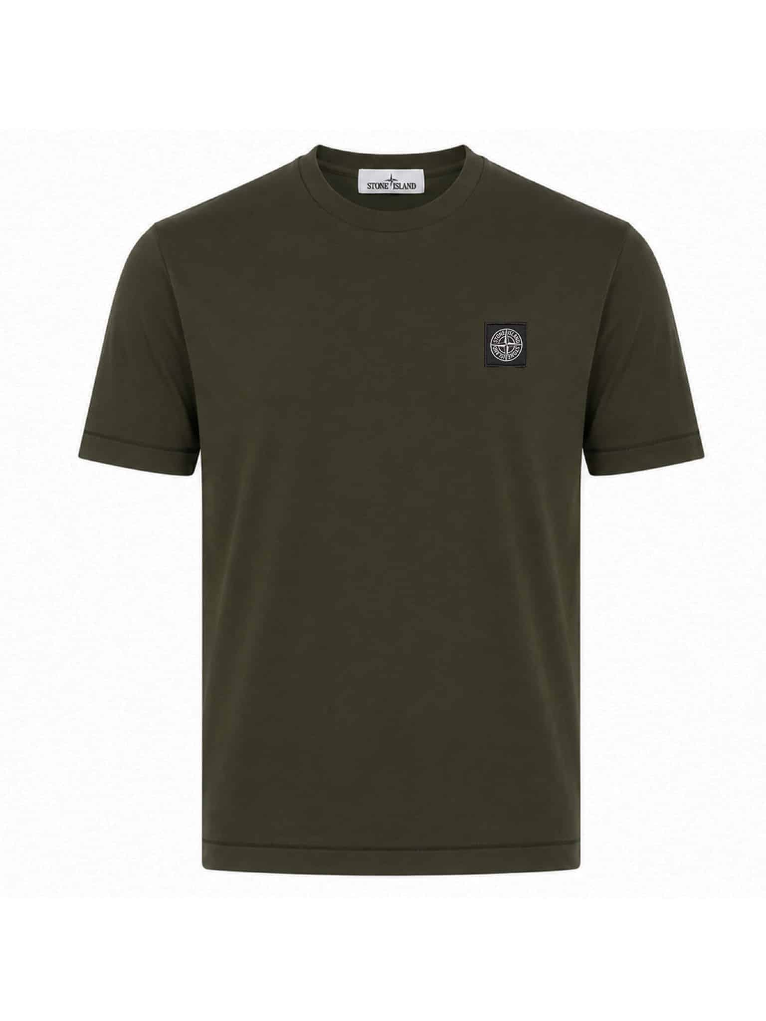 STONE ISLAND - COTTON JERSEY DARK GREEN / BROWN (43421) STONE ISLAND - COTTON JERSEY DARK GREEN / BROWN (43421)