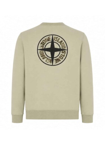STONE ISLAND - CREWNECK SWEATSHIRT BLURRED COMPASS PRINT SAND (43378) STONE ISLAND - CREWNECK SWEATSHIRT BLURRED COMPASS PRINT SAND (43378)