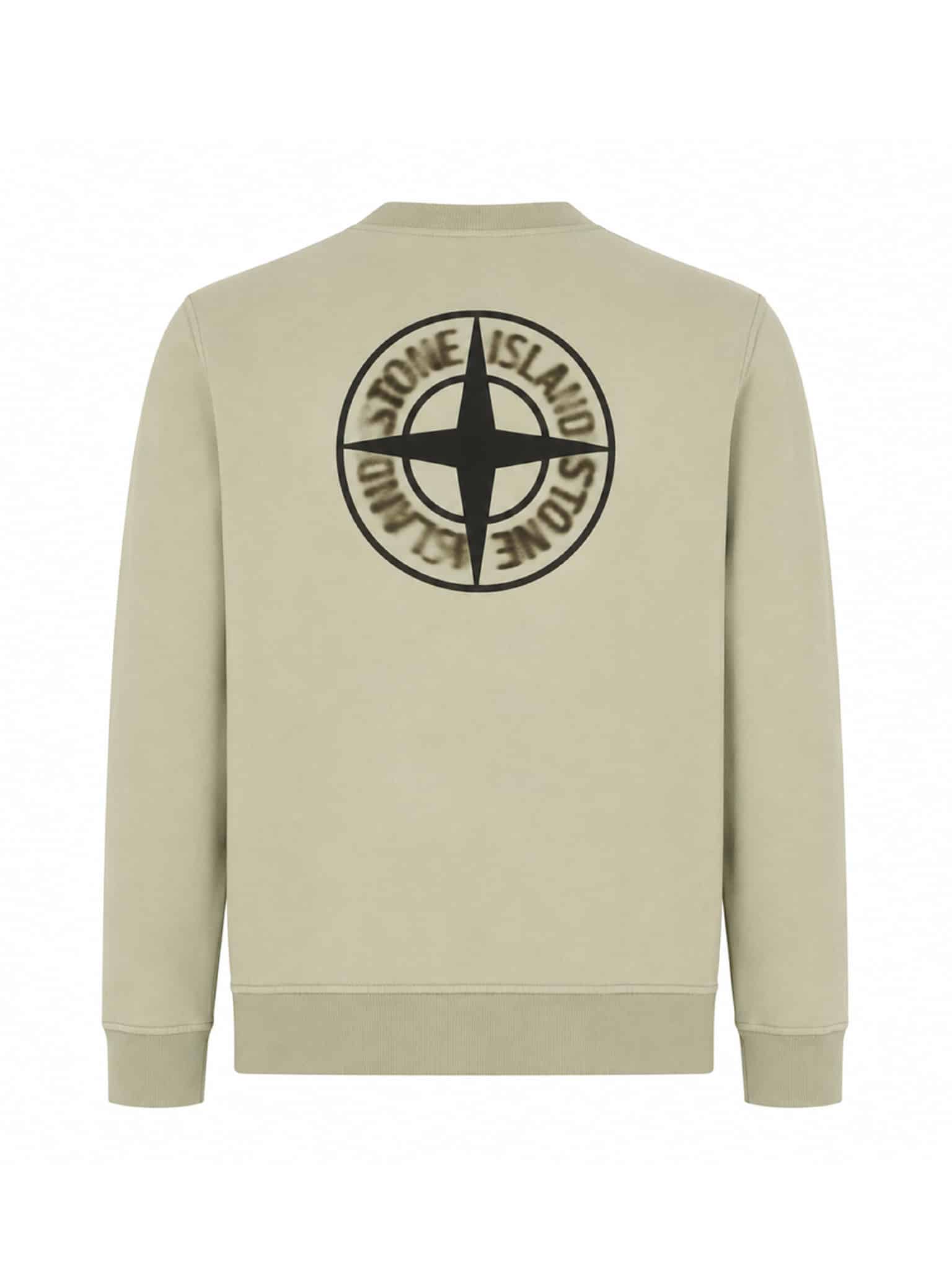 STONE ISLAND - CREWNECK SWEATSHIRT BLURRED COMPASS PRINT SAND (43378) STONE ISLAND - CREWNECK SWEATSHIRT BLURRED COMPASS PRINT SAND (43378)