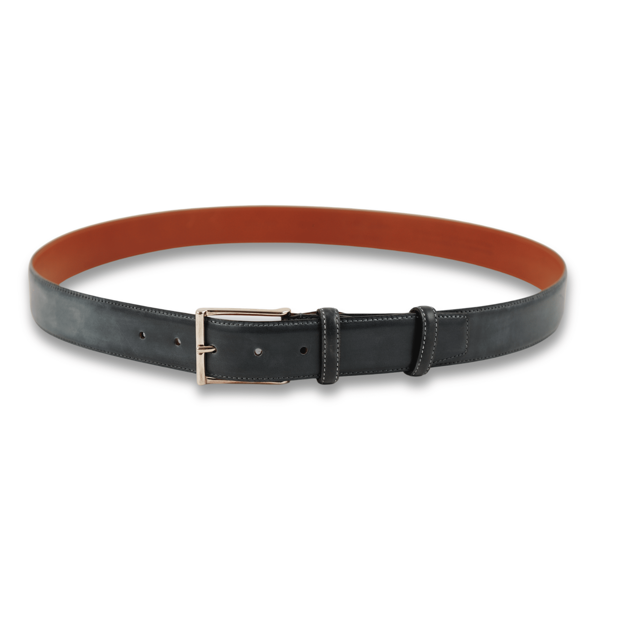 SANTONI - Ceinture en cuir bleu foncé/gris 3,5 cm (39945) SANTONI - Ceinture en cuir bleu foncé/gris 3,5 cm (39945)