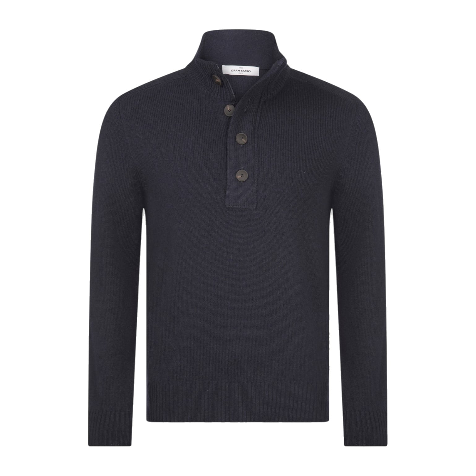GRAN SASSO - Super Geelong Zip and Button Mock Neck dark blue (43579) GRAN SASSO - Super Geelong Zip and Button Mock Neck dark blue (43579)