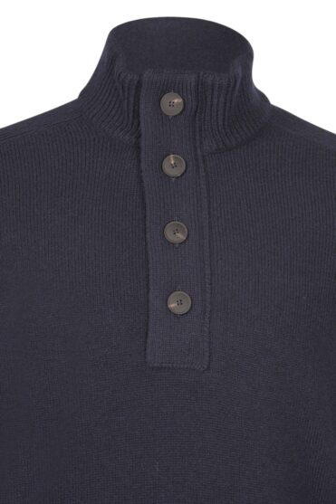 GRAN SASSO - Super Geelong Zip and Button Mock Neck dark blue (43579) GRAN SASSO - Super Geelong Zip and Button Mock Neck dark blue (43579)