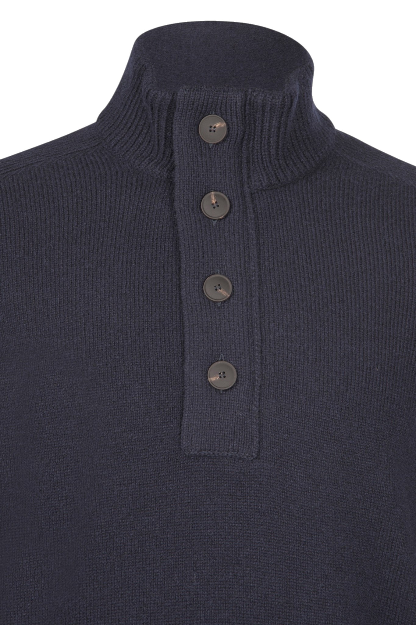 GRAN SASSO - Super Geelong Zip and Button Mock Neck dark blue (43579) GRAN SASSO - Super Geelong Zip and Button Mock Neck dark blue (43579)