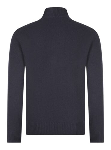 GRAN SASSO - Super Geelong Zip and Button Mock Neck dark blue (43579) GRAN SASSO - Super Geelong Zip and Button Mock Neck dark blue (43579)