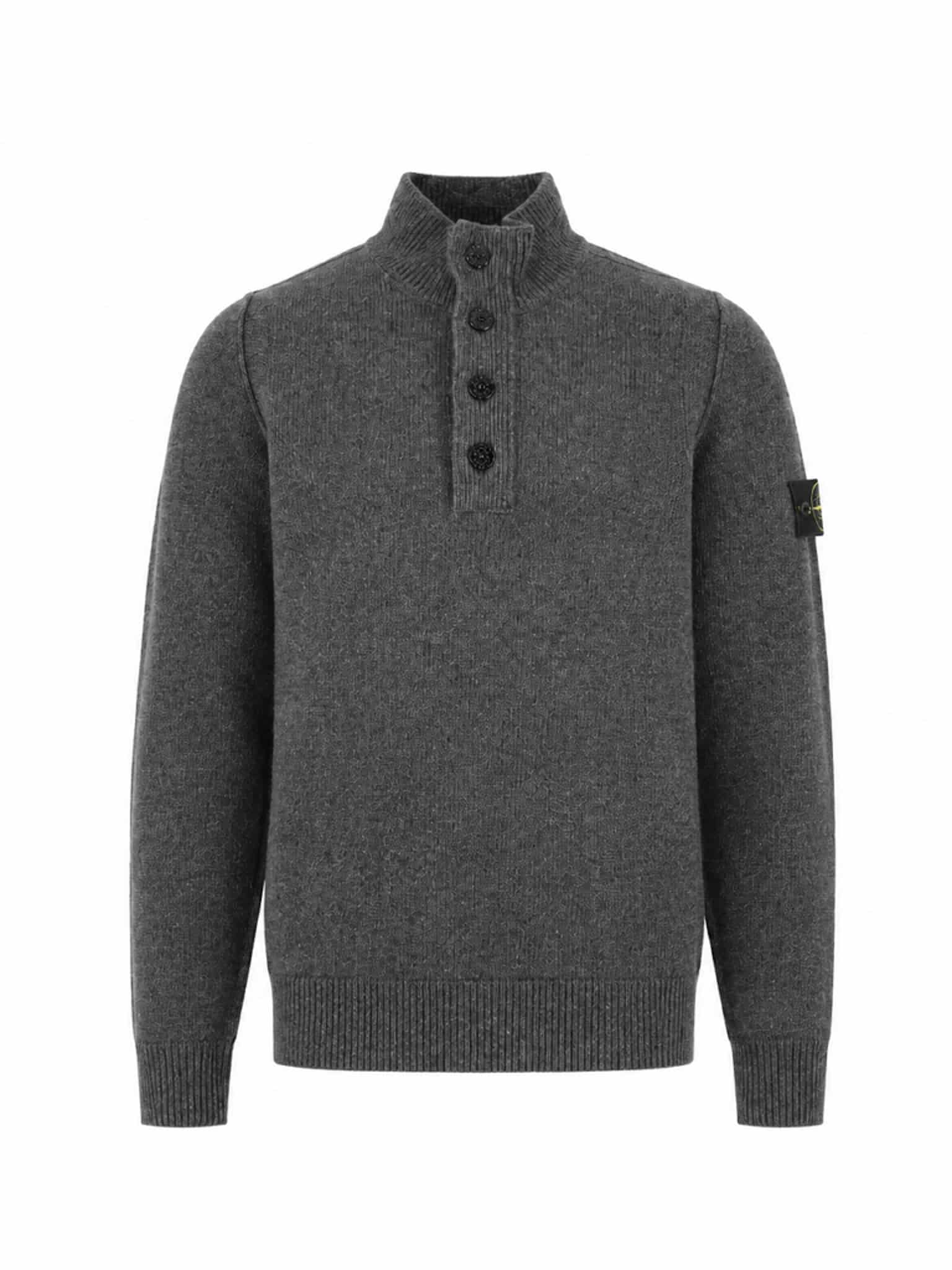 STONE ISLAND - HALF ZIP KNIT JUMPER DONKERGRIJS (43394) STONE ISLAND - HALF ZIP KNIT JUMPER DONKERGRIJS (43394)