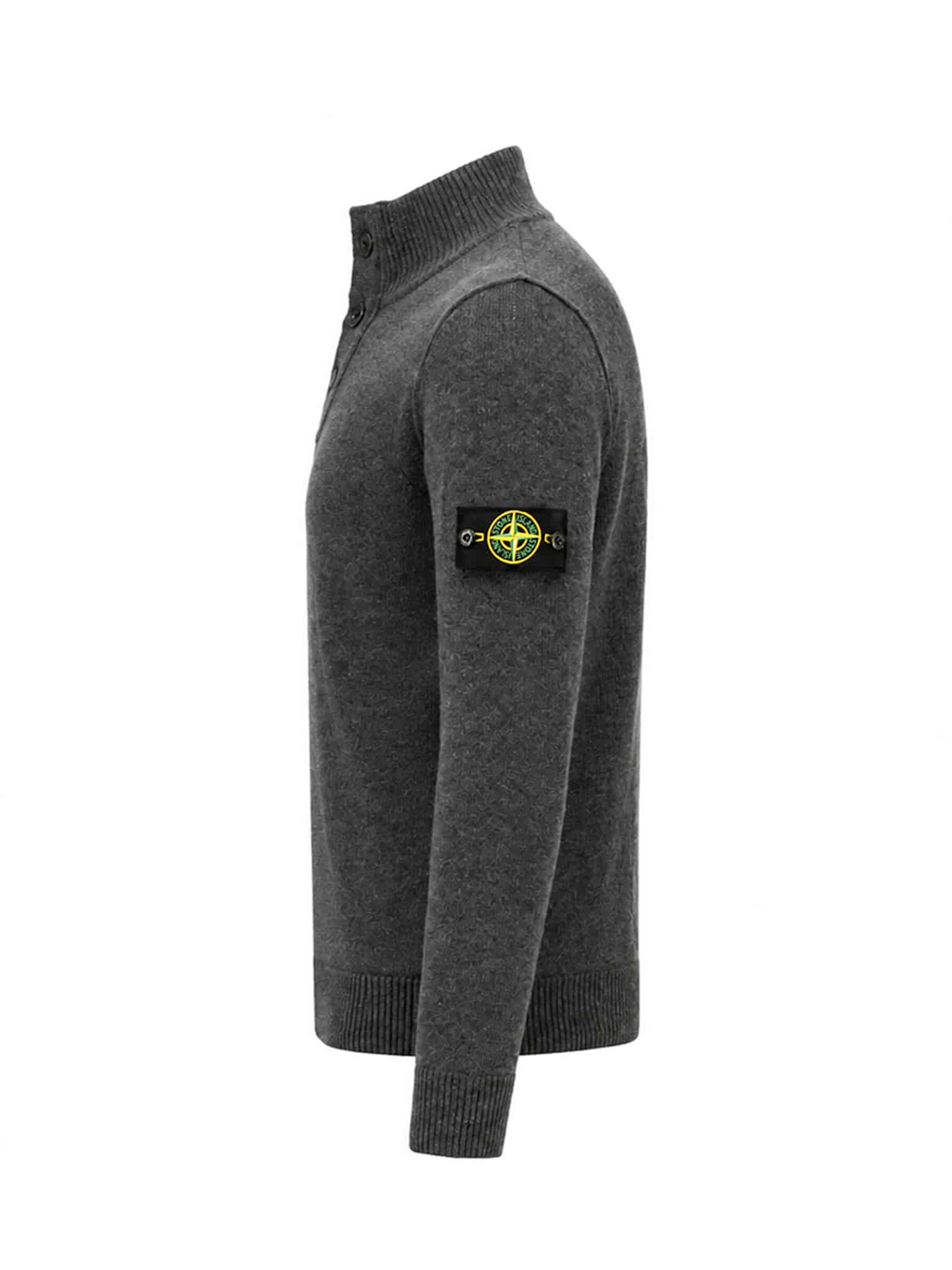 STONE ISLAND - HALF ZIP KNIT JUMPER DONKERGRIJS (43394) STONE ISLAND - HALF ZIP KNIT JUMPER DONKERGRIJS (43394)