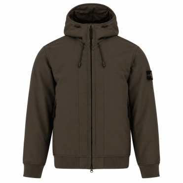 STONE ISLAND - VESTE SOFT SHELL À CAPUCHE GRIS CHARBON (43358)