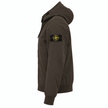 STONE ISLAND - VESTE SOFT SHELL À CAPUCHE GRIS CHARBON (43358) STONE ISLAND - VESTE SOFT SHELL À CAPUCHE GRIS CHARBON (43358)