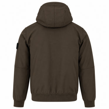 STONE ISLAND - VESTE SOFT SHELL À CAPUCHE GRIS CHARBON (43358) STONE ISLAND - VESTE SOFT SHELL À CAPUCHE GRIS CHARBON (43358)