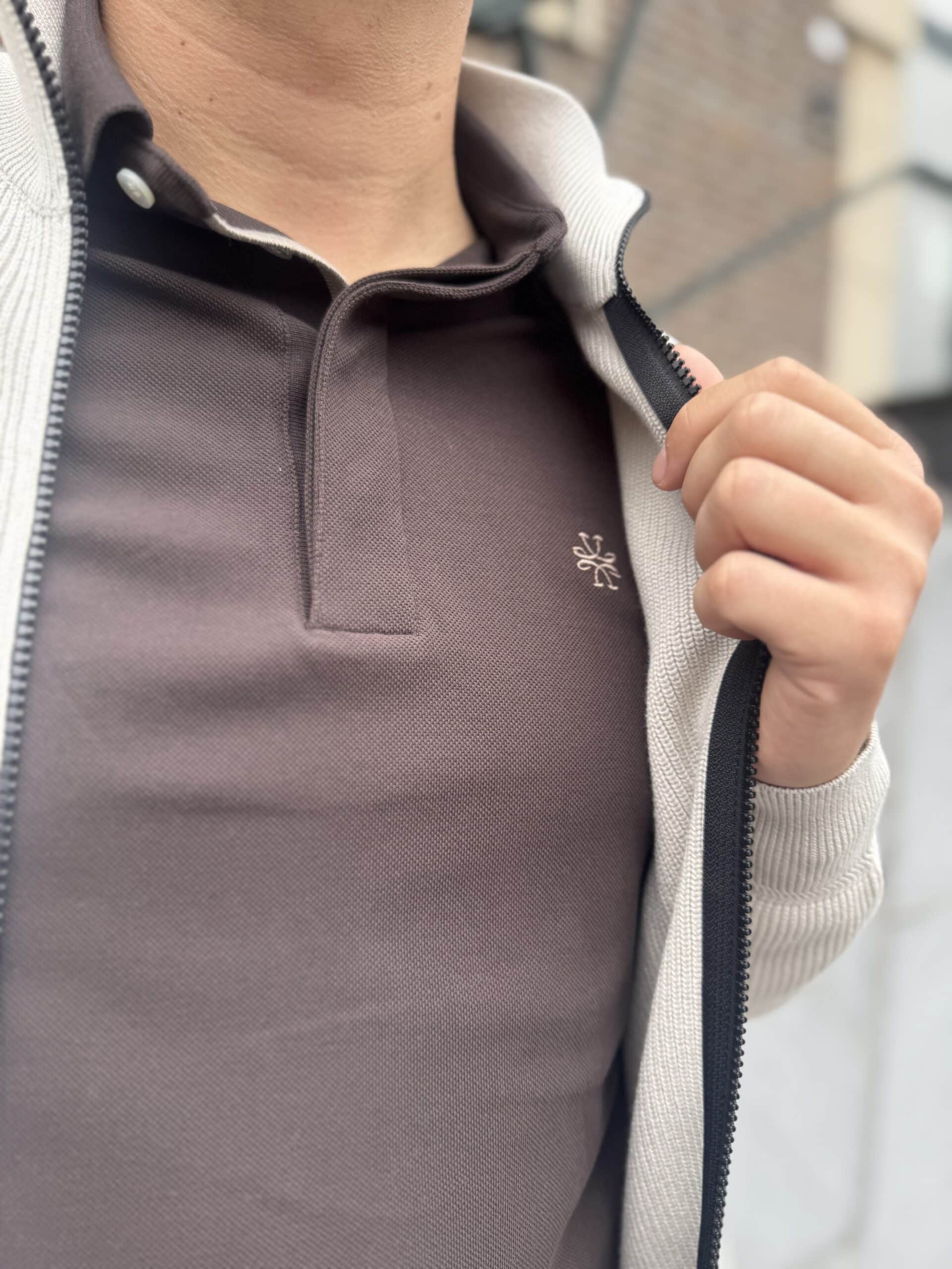 Jacob Cohën - Poloshirt longsleeve dark brown (43343) Jacob Cohën - Poloshirt longsleeve dark brown (43343)