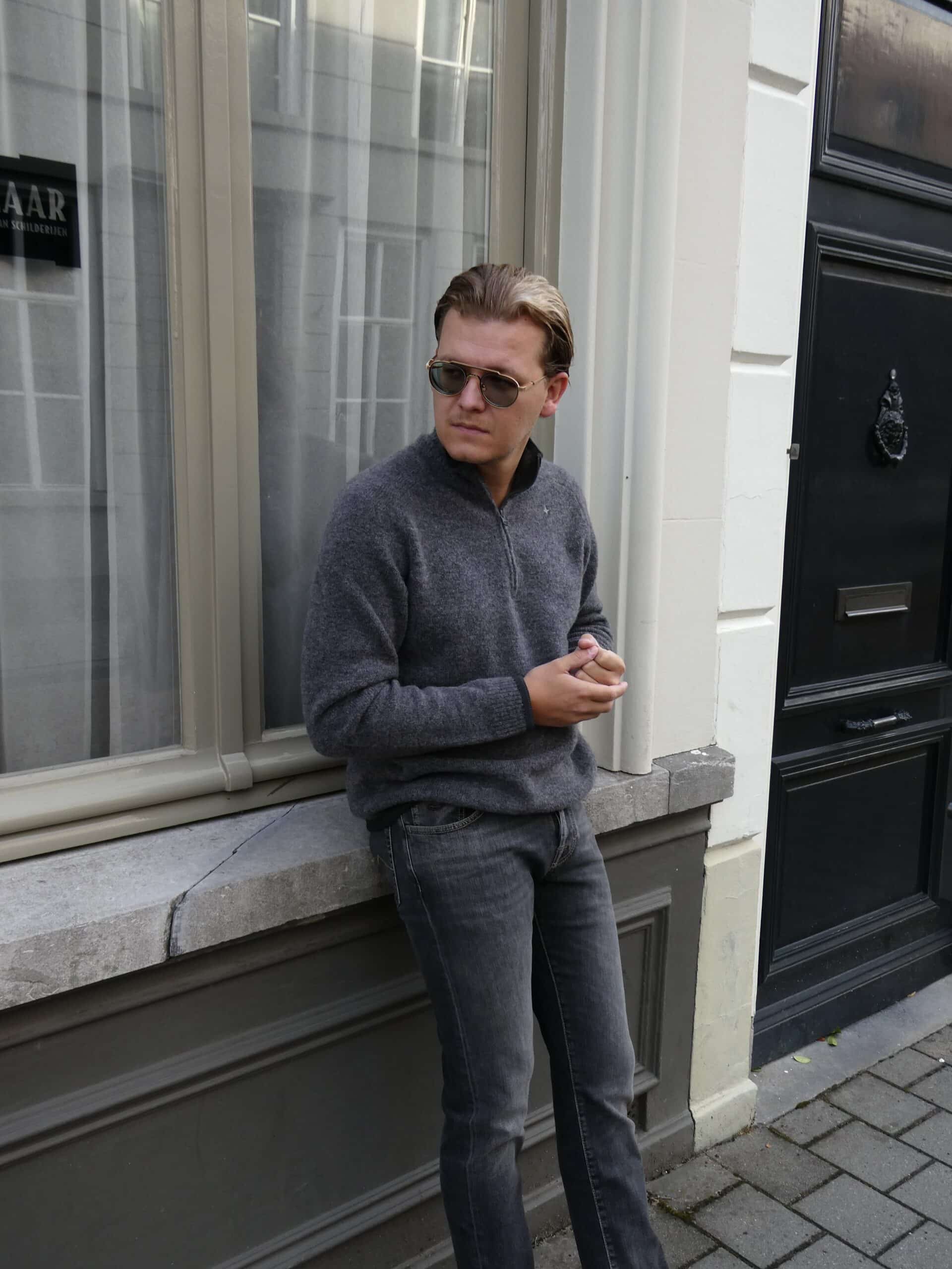 STONE ISLAND - STELLINA WOOL HALF ZIP SWEATER GRIJS (43403) STONE ISLAND - STELLINA WOOL HALF ZIP SWEATER GRIJS (43403)