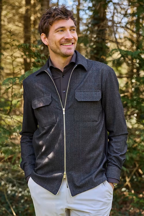 JOHN MILLER - Surchemise stretch en mélange de laine marron foncé (43686) JOHN MILLER - Surchemise stretch en mélange de laine marron foncé (43686)