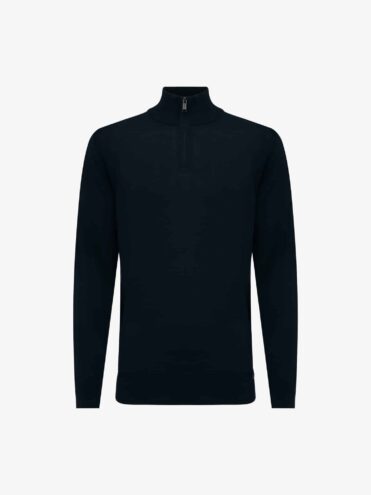 Genti - Pull Col Montant Zippé Bleu Foncé (43263)