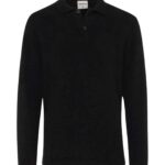 GENTI - Monogram Langarm Poloshirt schwarz (41219)