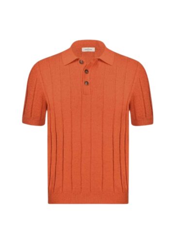 Gran Sasso - RIBBED BOUCLÉ KNIT POLO ORANJE (43137) Gran Sasso - RIBBED BOUCLÉ KNIT POLO ORANJE (43137)