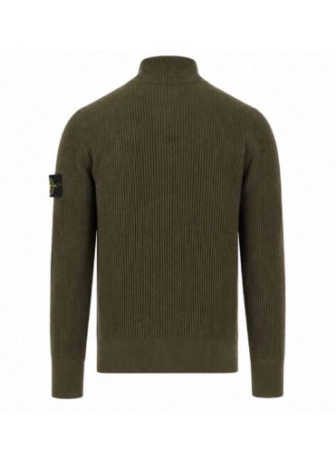STONE ISLAND - GERIPPTE STRICKJACKE MIT REISSVERSCHLUSS DUNKELGRÜN / BRAUN (43398) STONE ISLAND - GERIPPTE STRICKJACKE MIT REISSVERSCHLUSS DUNKELGRÜN / BRAUN (43398)