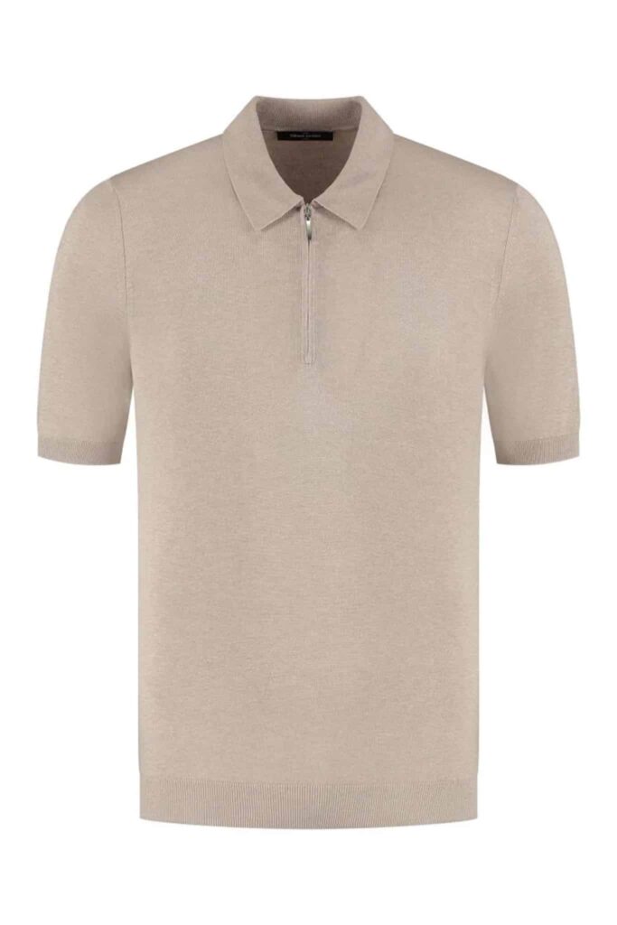Gran Sasso - SILK KNIT POLO ZIP SAND (40699) - Vousten Sports