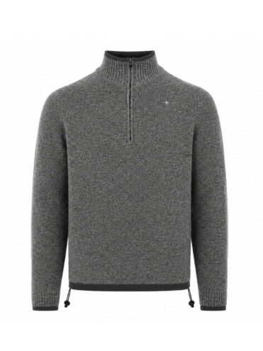 STONE ISLAND - STELLINA WOOL HALF ZIP SWEATER GRAY (43403)