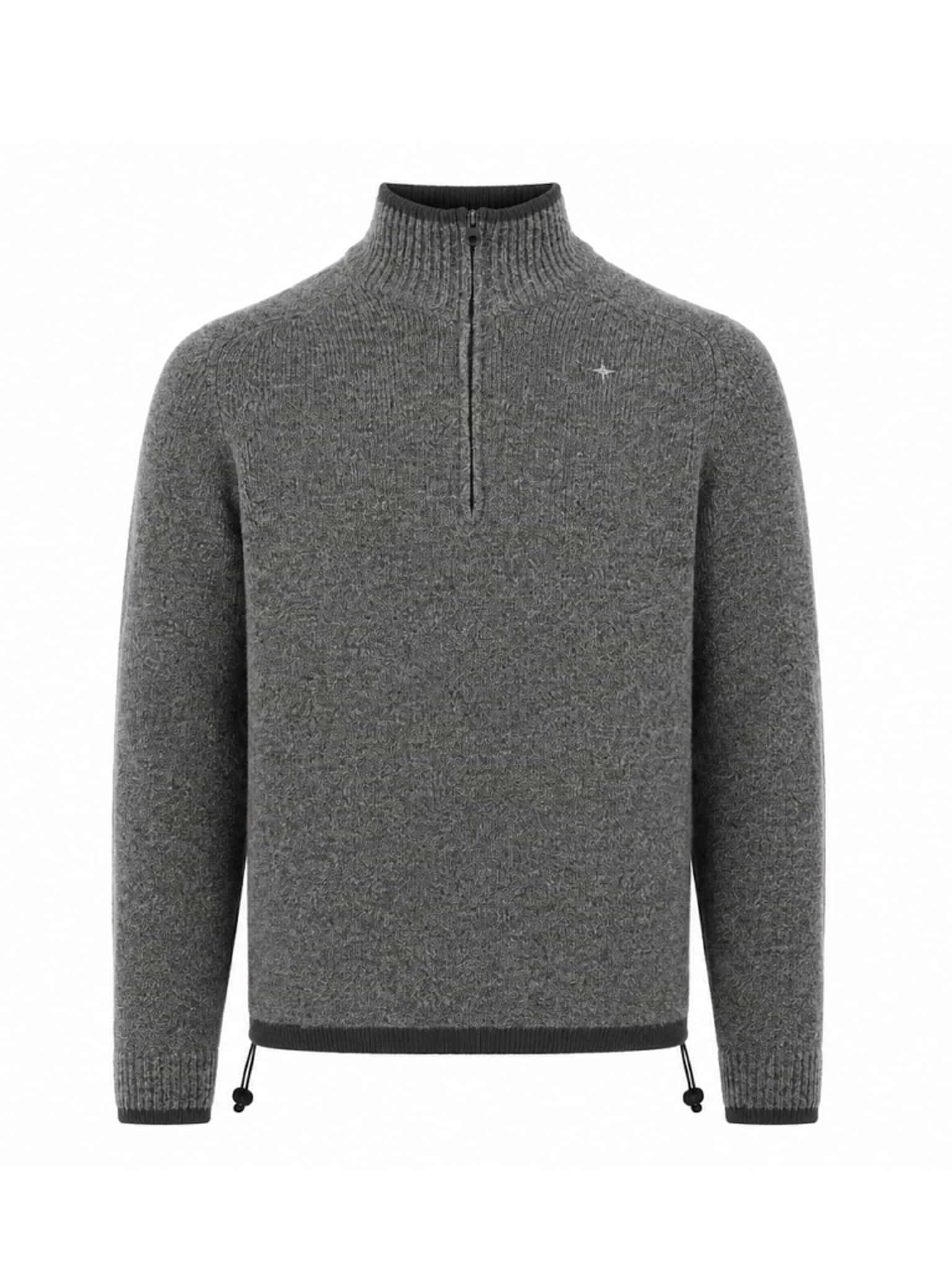 STONE ISLAND - STELLINA WOOL HALF ZIP SWEATER GRAY (43403) STONE ISLAND - STELLINA WOOL HALF ZIP SWEATER GRAY (43403)