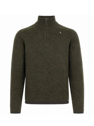 STONE ISLAND - STELLINA WOOL HALF ZIP SWEATER DARK GREEN / BROWN (43404)