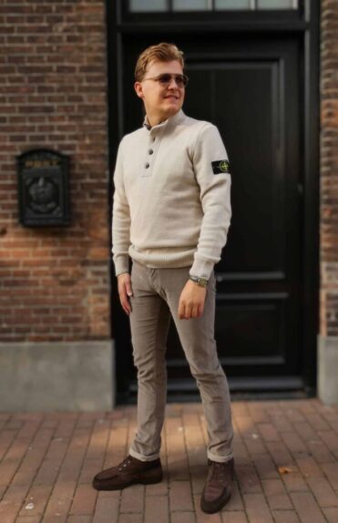 STONE ISLAND HALF ZIP KNIT JUMPER ZAND (43393) STONE ISLAND HALF ZIP KNIT JUMPER ZAND (43393)