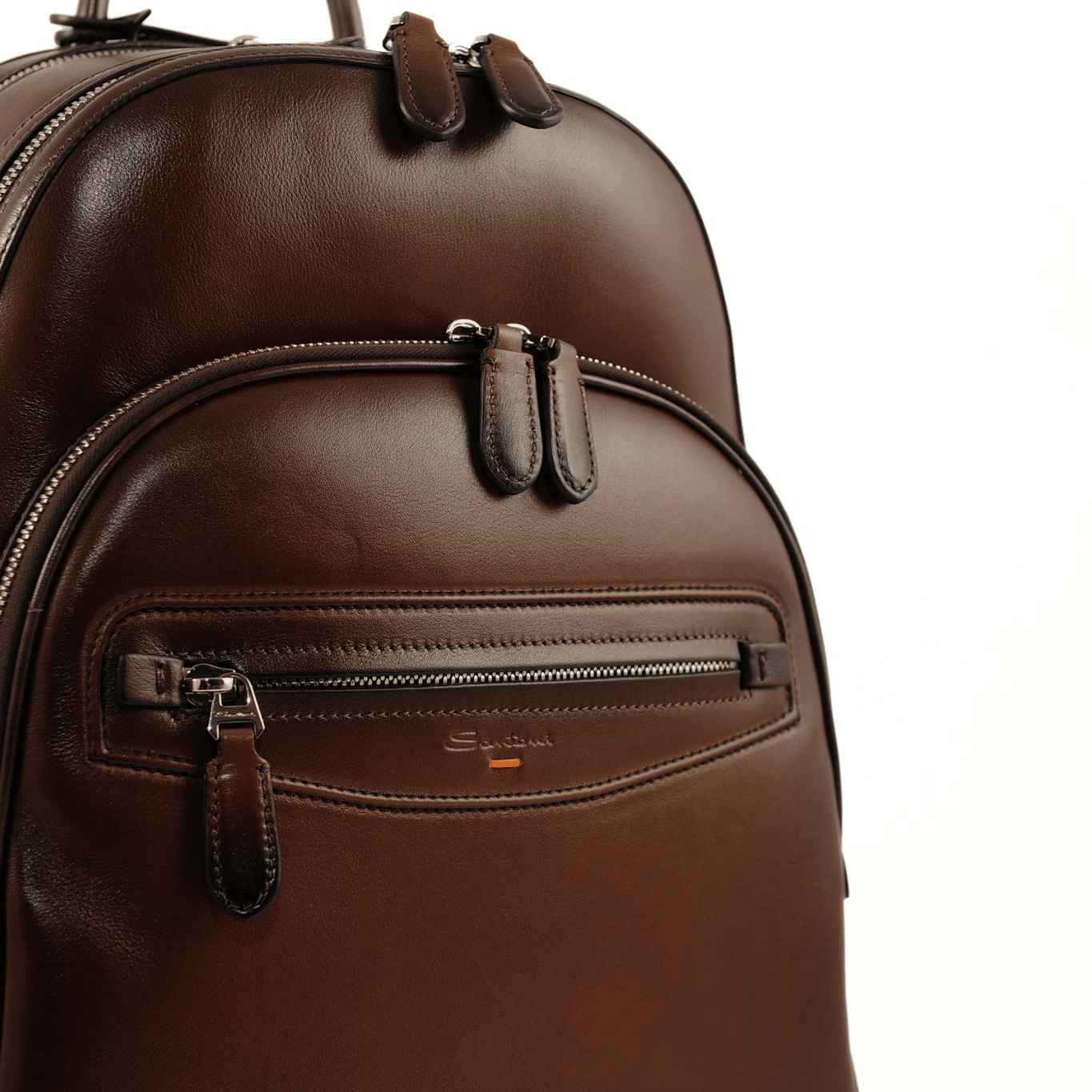SANTONI - Rugzak handgekleurd donkerbruin leder (43663) SANTONI - Rugzak handgekleurd donkerbruin leder (43663)