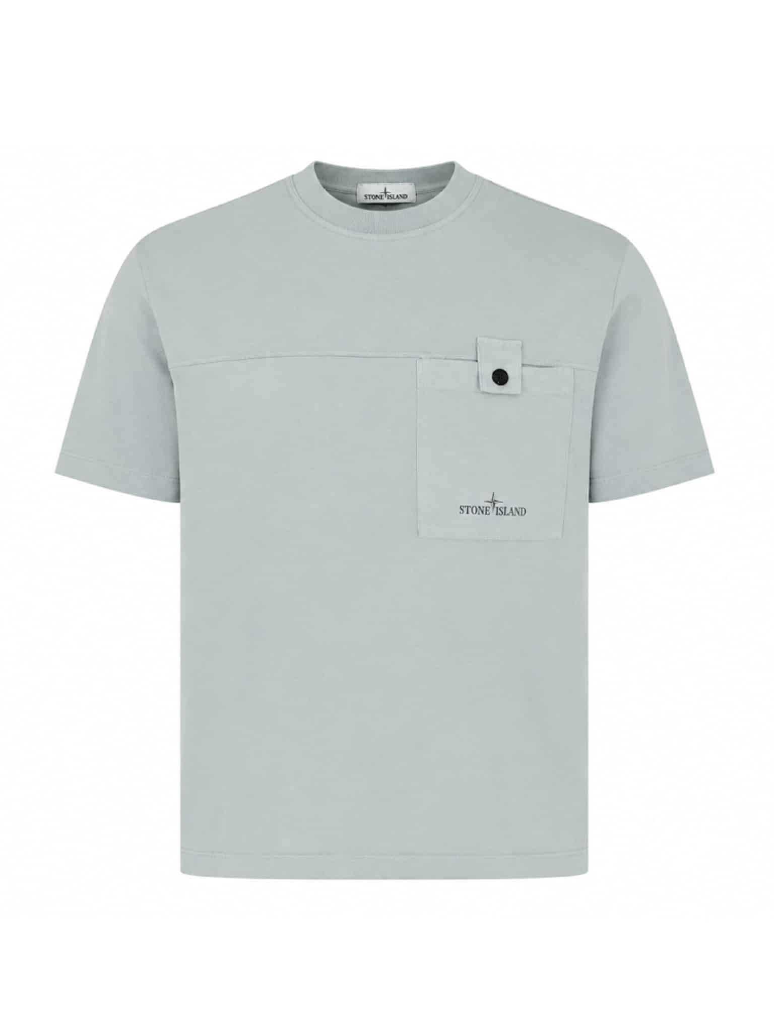 STONE ISLAND - T-SHIRT MIT BRUSTTASCHE HELLBLAU (43419) STONE ISLAND - T-SHIRT MIT BRUSTTASCHE HELLBLAU (43419)