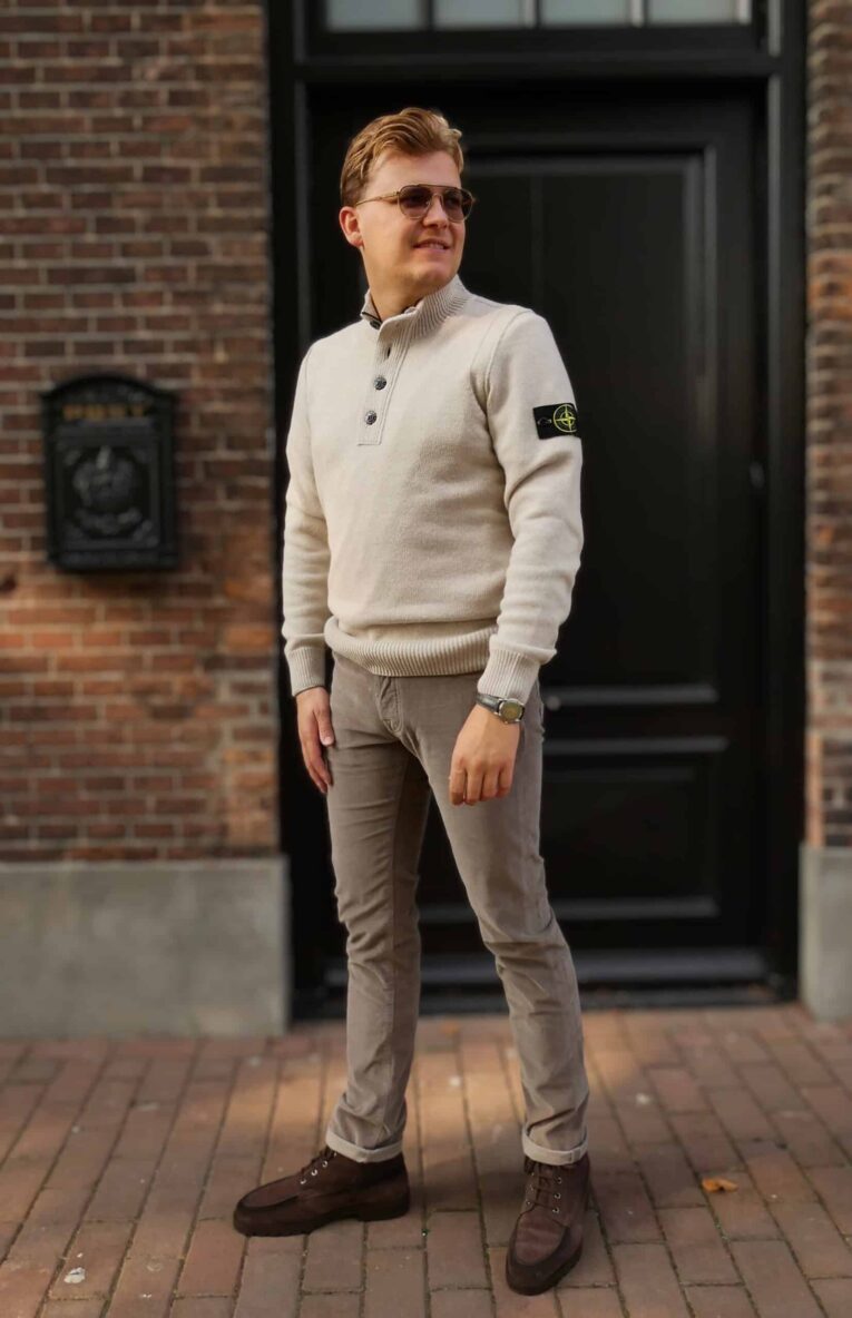 STONE ISLAND - HALF ZIP KNIT JUMPER ZAND (41436) - Vousten Sports
