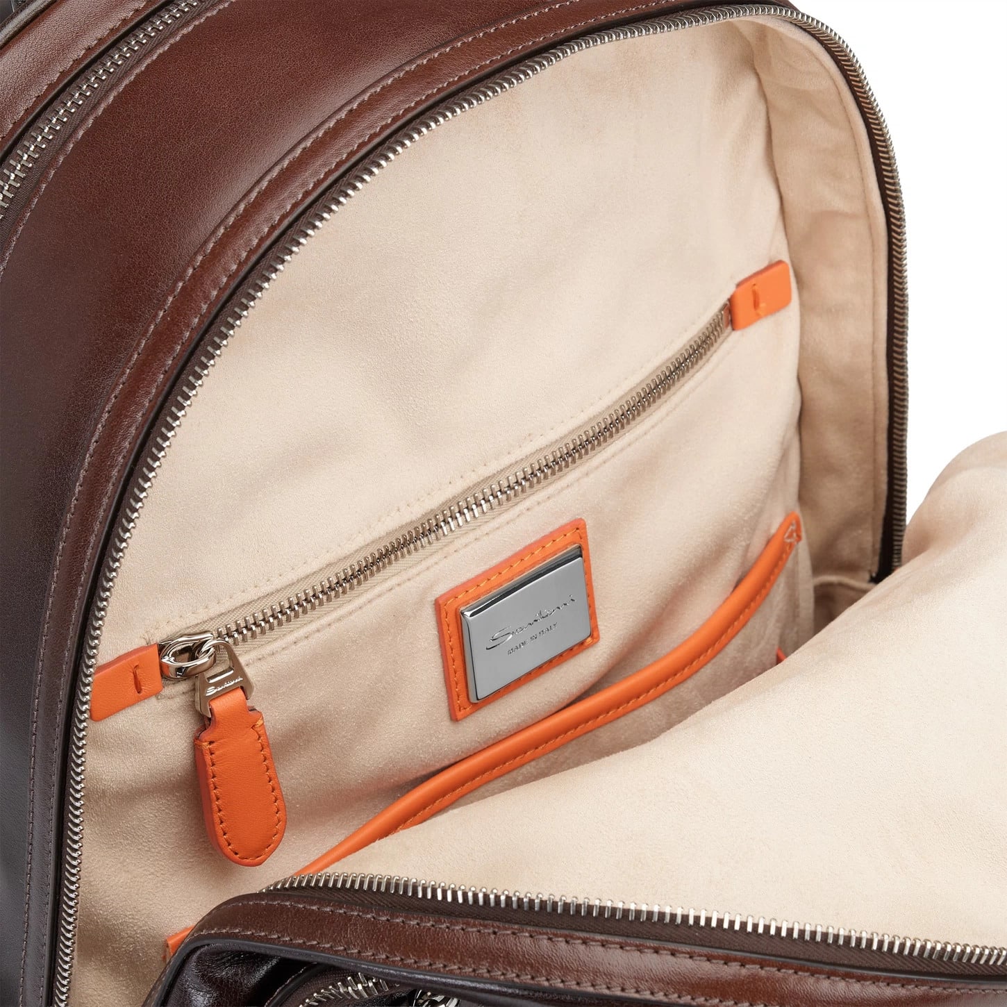 SANTONI - Rugzak handgekleurd donkerbruin leder (43663) SANTONI - Rugzak handgekleurd donkerbruin leder (43663)